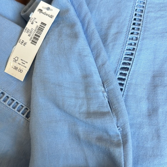 NEW Madewell powder blue Sweetheart Midi Dress in Linen-Cotton Blend NP116 - Picture 6 of 10